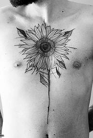 chest line sunflower tattoo pattern