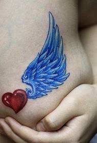 chest color love wings tattoo pattern picture