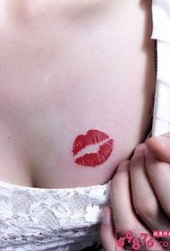 piept flacă roșie buze imprimeu tatuaj