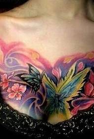 girl chest color beautiful size butterfly totem tattoo picture