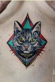 beautiful chest beautiful cat tattoo pattern to enjoy the picture