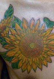 chest sunflower tattoo pattern picture