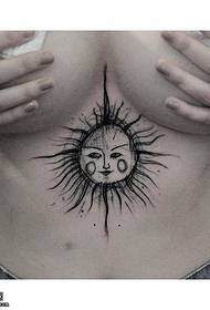 chest sun tattoo pattern