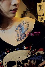 dreamy unicorn clavicle tattoo picture