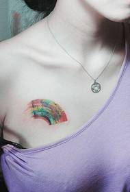 beauty fashion chest rainbow tattoo