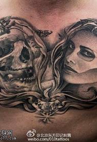 chest skull beautiful tattoo pattern