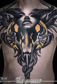 chest monster girl tattoo pattern