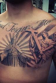 Tatuagem do anjo da forma da forma no peito dos homens