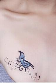 sexy beauty chest small fresh butterfly tattoo pattern picture