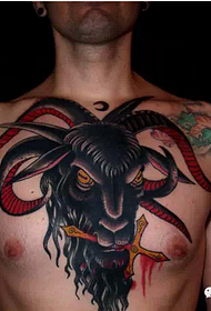Chest Domineering Cool Black Sheep Tattoo Pattern