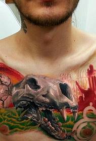 peito masculino moda tatuagem de tinta de cor europeia e americana