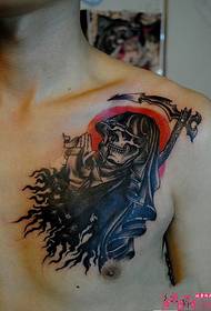 chest European and American death tattoo pattern pictures