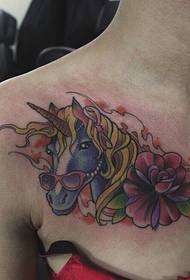 female personality sunglasses unicorn tattoo