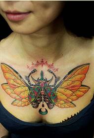 personality girl chest fashion insect tattoo