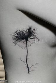 patrón de tatuaxe de flores de tinta