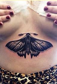 sexy female chest moth tattoo pattern picture