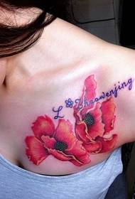 beauty shoulder bright Floral English word tattoo