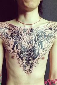 man chest domineering tattoo pattern picture