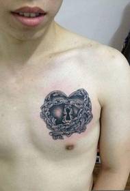 boys front chest cool love chain tattoo picture picture