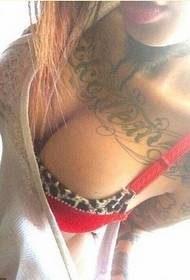 секси женска гърдите татуировка цветна татуировка снимка