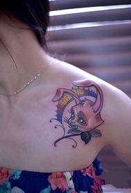 girl personality rabbit flower fashion tattoo