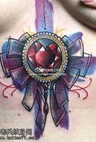 chest color diamond bow tattoo pattern