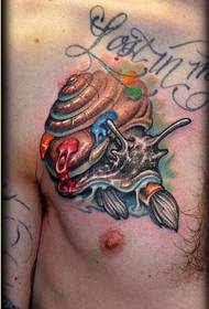 personal chest fashion snail tattoo pattern appreciation picture