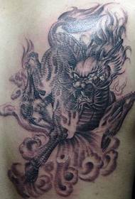 man chest domineering Kirin tattoo