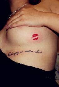 girl chest sexy beautiful lip print tattoo picture