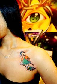 personal clavicle bird girl tattoo picture