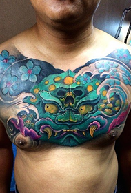 Man front chest cool fashion Tang lion tattoo pattern