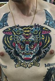 Chest Classic Color Drawing Tattoo Pattern