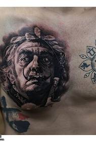 hrudník európsky a americký štýl fúzy portrét tetovanie