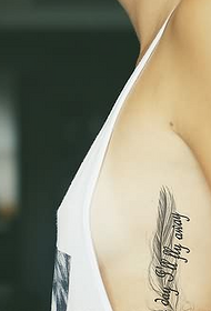 sexy beauty chest beautiful feather tattoo