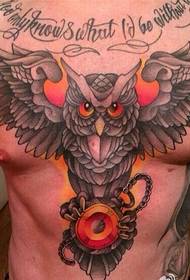 male sexy domineering chest owl tattoo