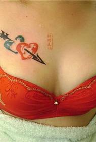 Sexy beauty on the chest and a heart tattoo 54758-beauty chest sexy bird and heart tattoo