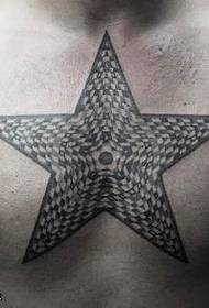 patrón de tatuaje tridimensional en peito de cinco puntas