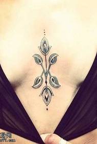 chest small leaf tattoo pattern