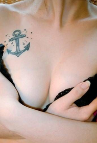 sexy beauty chest personality anchor tattoo