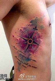 Чорнило-кольоровий восьмикутний візерунок татуювання вертушки