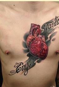 fashion chest personality heart tattoo pattern picture