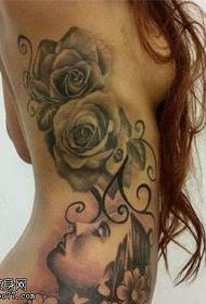 Delicate Rose Goddess Tattoo Pattern