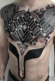 Van Gogh totem tattoo pattern on chest