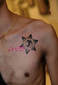 Chest Hexagon Star Tattoo Picture
