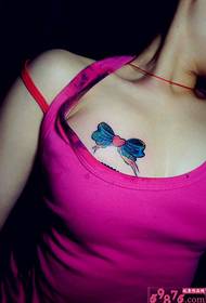 chest color bow tattoo picture