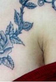 girls chest beautiful flower vine rose tattoo picture