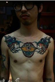 boys front chest is very handsome classic death flower 骸 bone tattoo picture