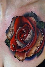 beauty chest European and American color rose tattoo pattern picture