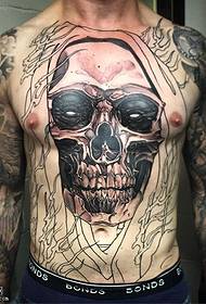 chest classic death skull tattoo pattern