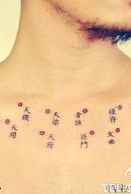 Thirteen-star tattoo on the chest